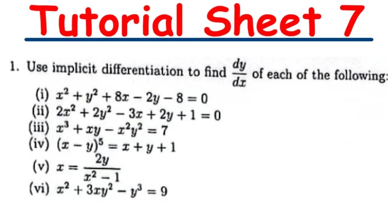 Math 1100 Tutorial Sheet 7 Part 1