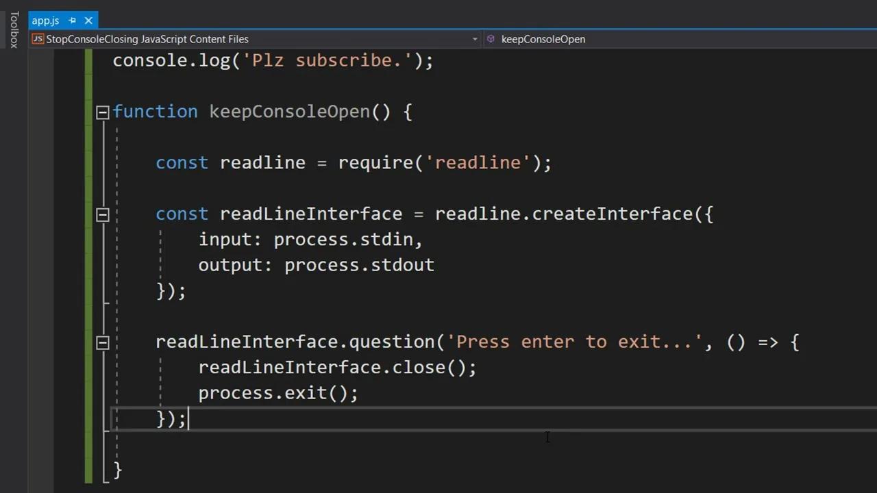 node js wait for user input