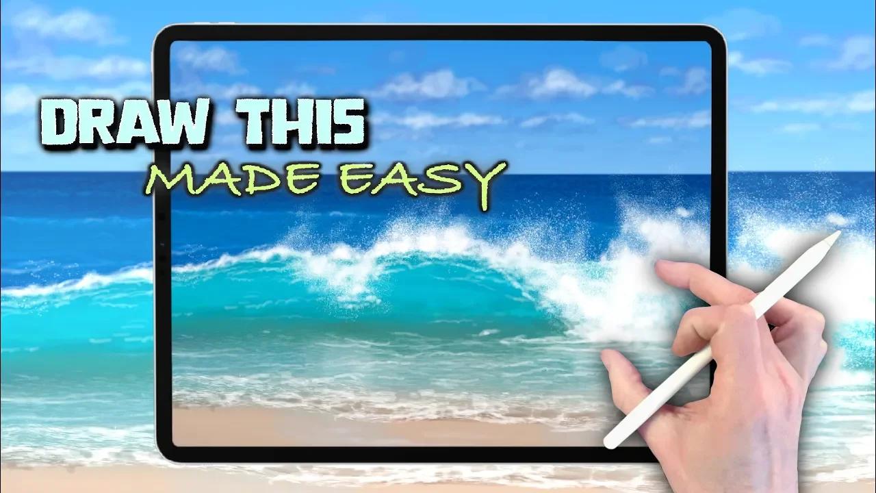 Beach Sea Wave iPad drawing tutorial in Procreate