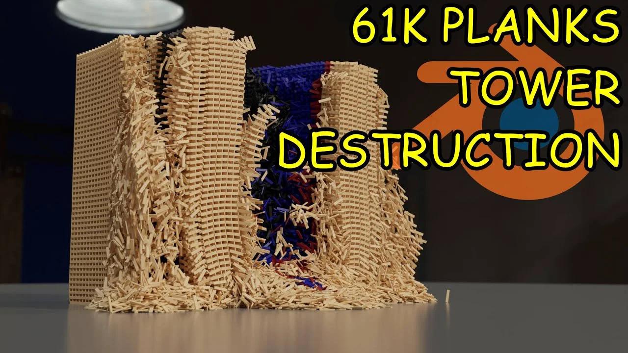 Keva Plank Tower With 61k Pieces Blender