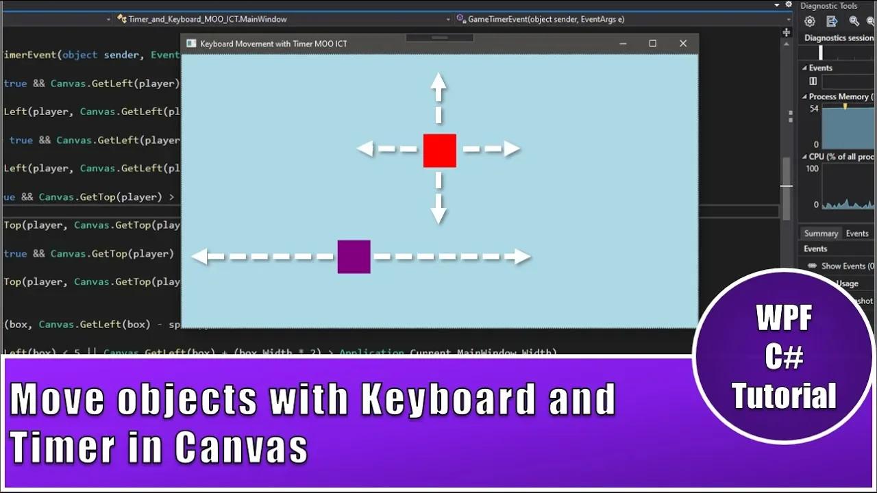 WPF C# Tutorial - Move Rectangles with Keyboard Events and Timer events ...