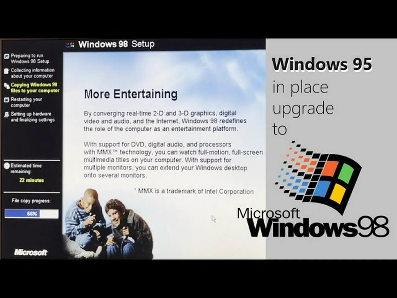 Windows 95 in place upgrade to Windows 98
