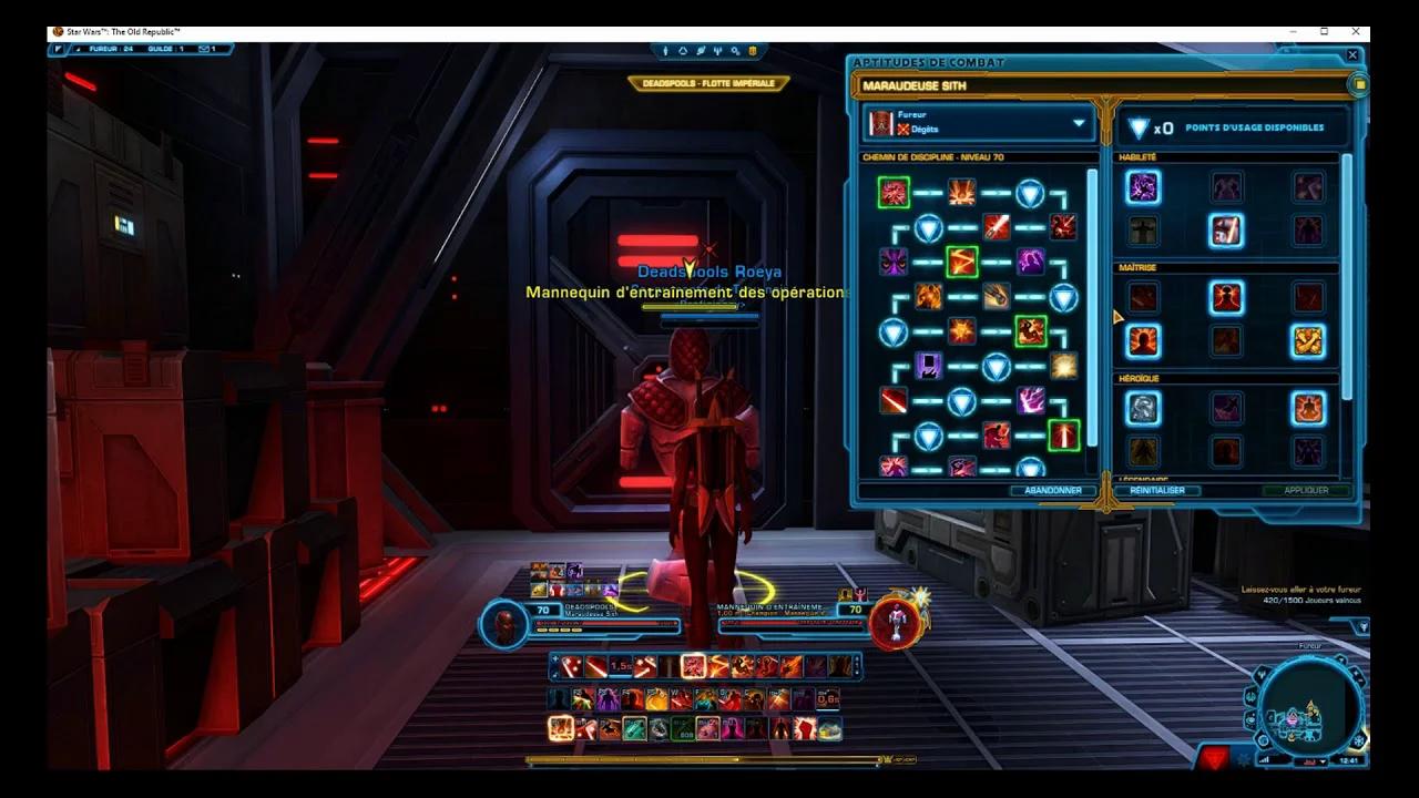 [swtor guide] MARAUDEUR/SENTINELLE SPE RAGE/CONCENTRATION