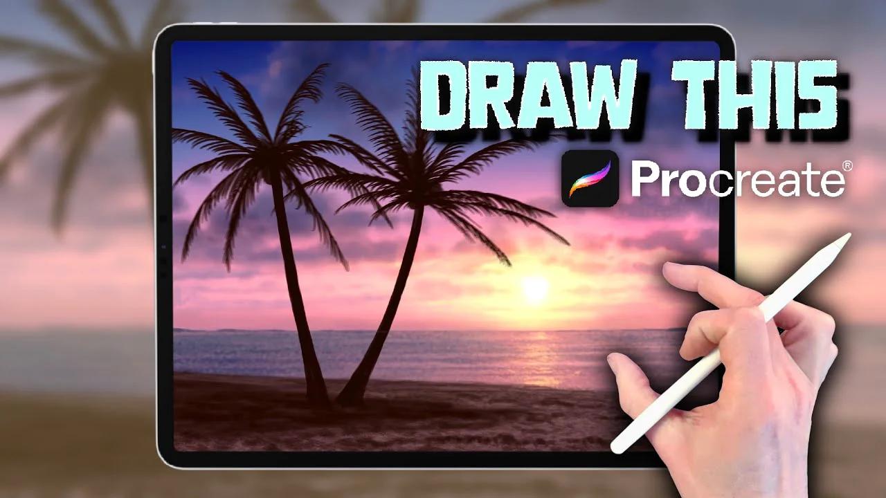 Ipad Painting Tutorial Palm Tree Tropical Island Procreate Landscape