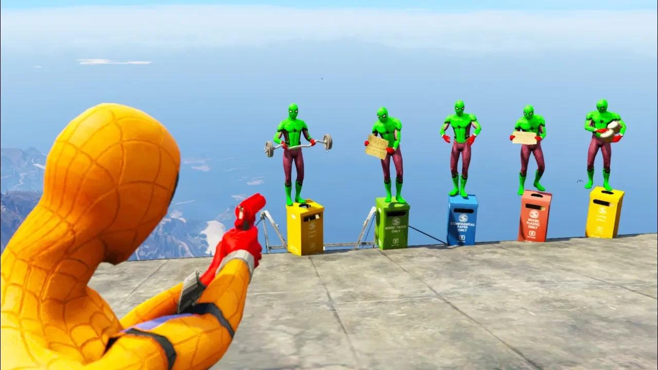GTA 5 Funny Ragdolls With FLARE GUN Orange Spiderman Vs SPIDERMAN Fails ...