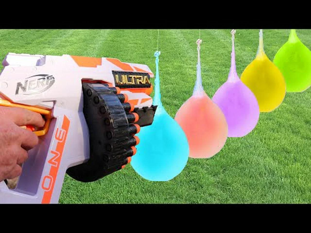 EXPERIMENT Nerf Gun vs Water Balloons (HUGE EXPLOSION!)
