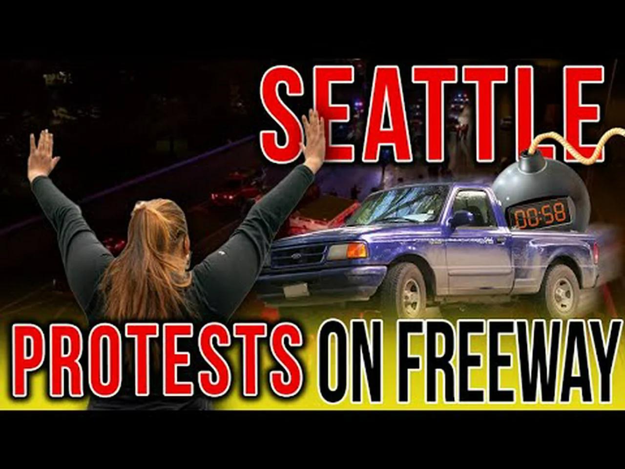 Seattle Protest On I-5 Freeway - Near-Miss Event & Standoff With Cars