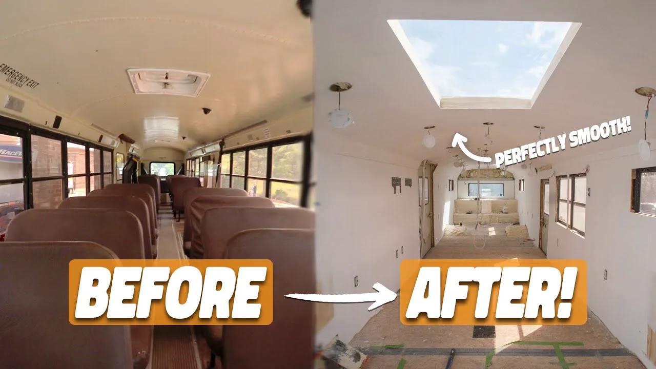 Ultra Smooth Curved Ceiling // School Bus Build