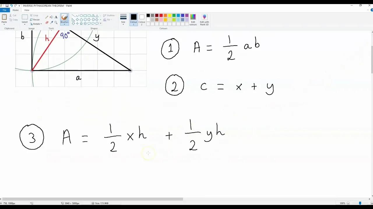 The Inverse Pythagorean Theorem (Geometrical / Algebraic Proof)