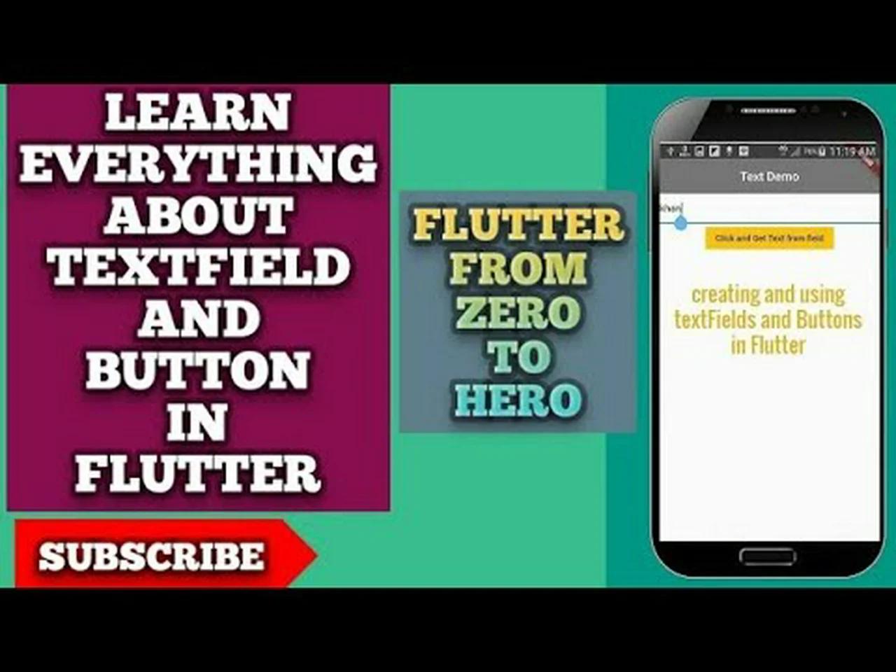 Flutter tutorial | Flutter TextField and Button | Text Field and Button ...
