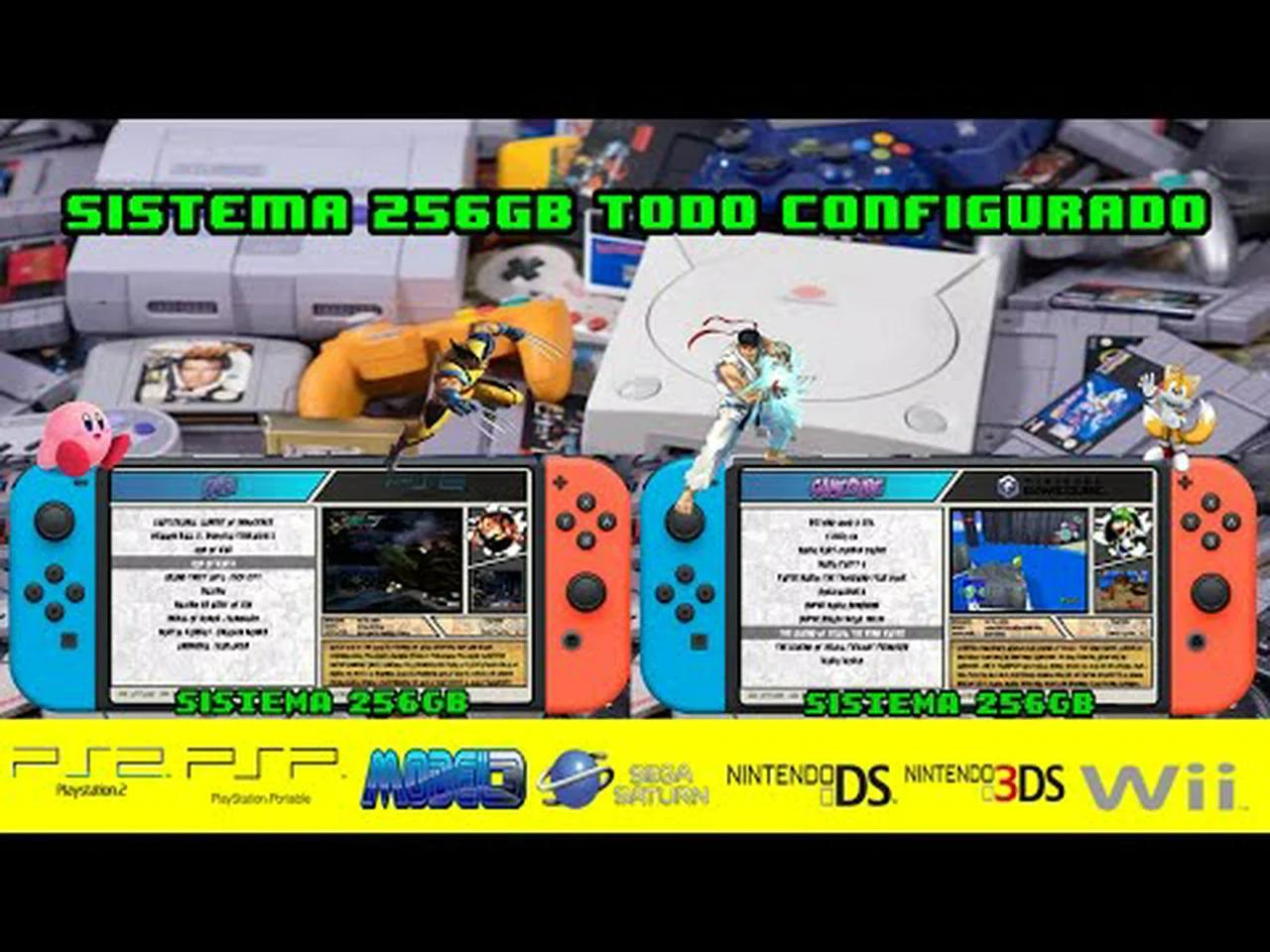 Retro Games 256gb Nintendo Switch Demonstração Interface Ps2 Psp