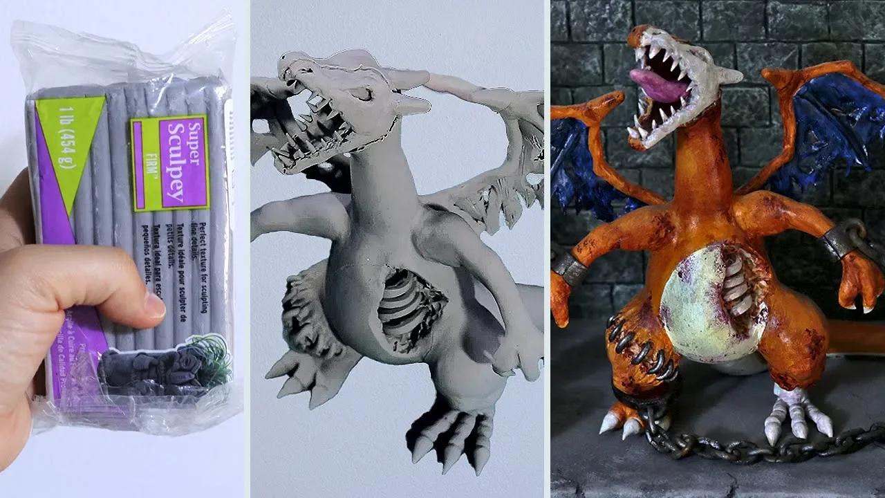 Cómo hacer a Charizard Zombificado Escultura Arcilla | Escultura de ...