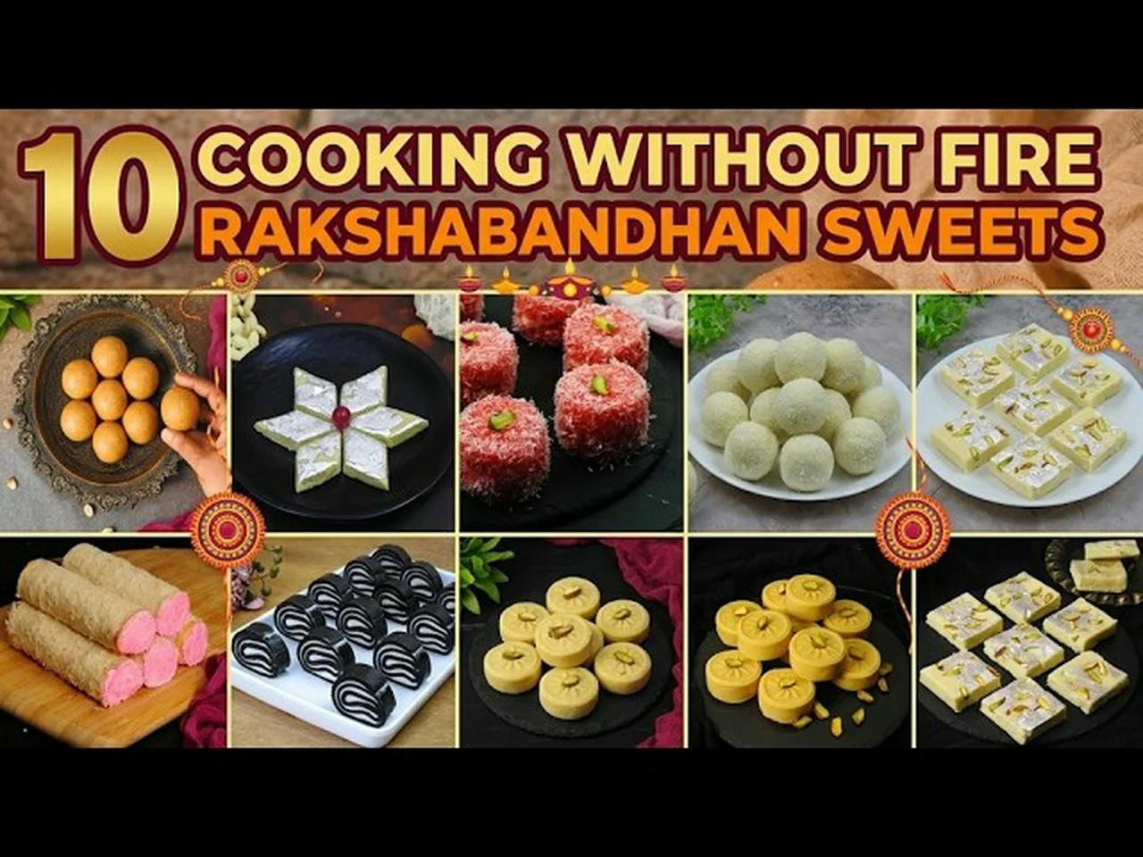 10 Cooking Without Fire Sweets Recipe | No Cooking Sweets | Rakshabandhan Sweets Recipe | Mithai