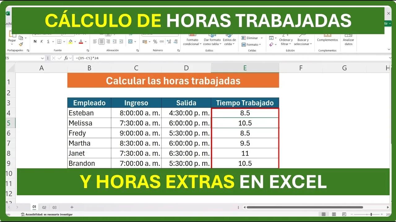 Aprende a calcular las HORAS TRABAJADAS Y HORAS EXTRAS en Excel