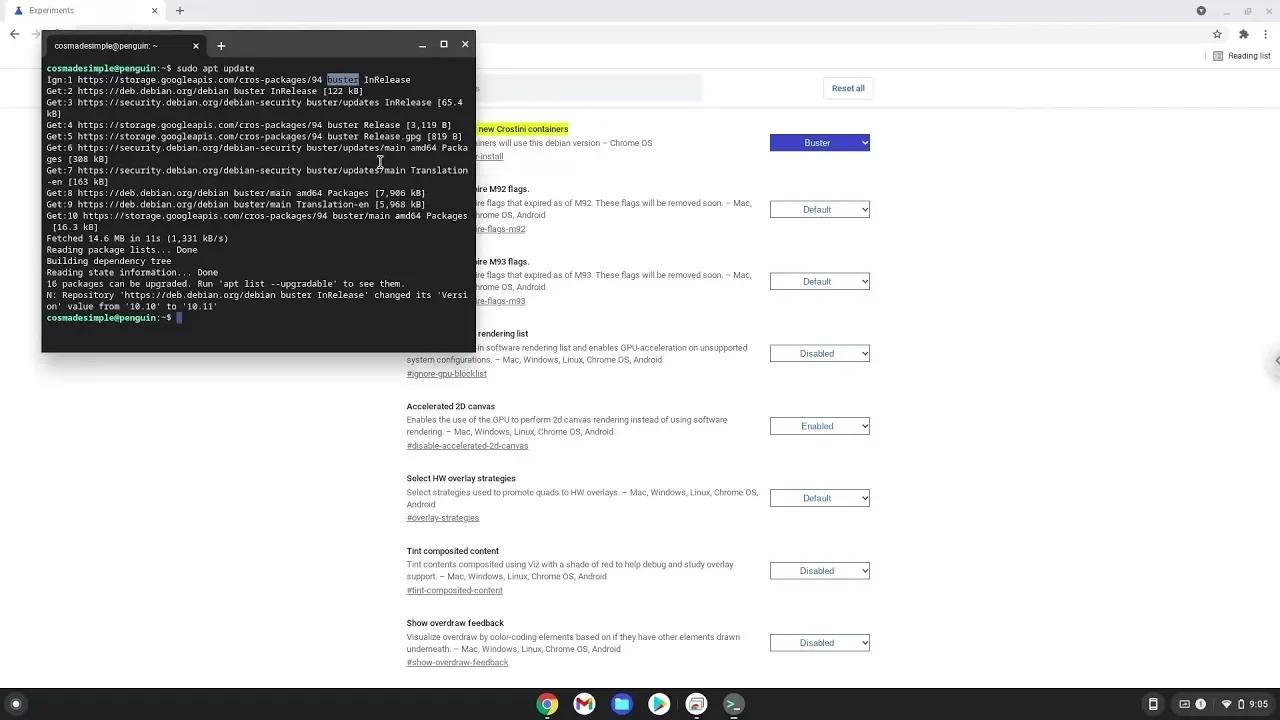 How to change the Debian version for Crostini on a Chromebook