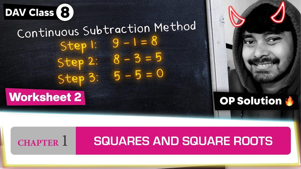 Chapter 1 Worksheet 2 Dav Class 8 Maths Squares And Square Roots