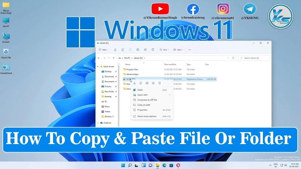 How To Copy And Paste File Or Folder On Windows 11 | Windows 11 Me Copy ...