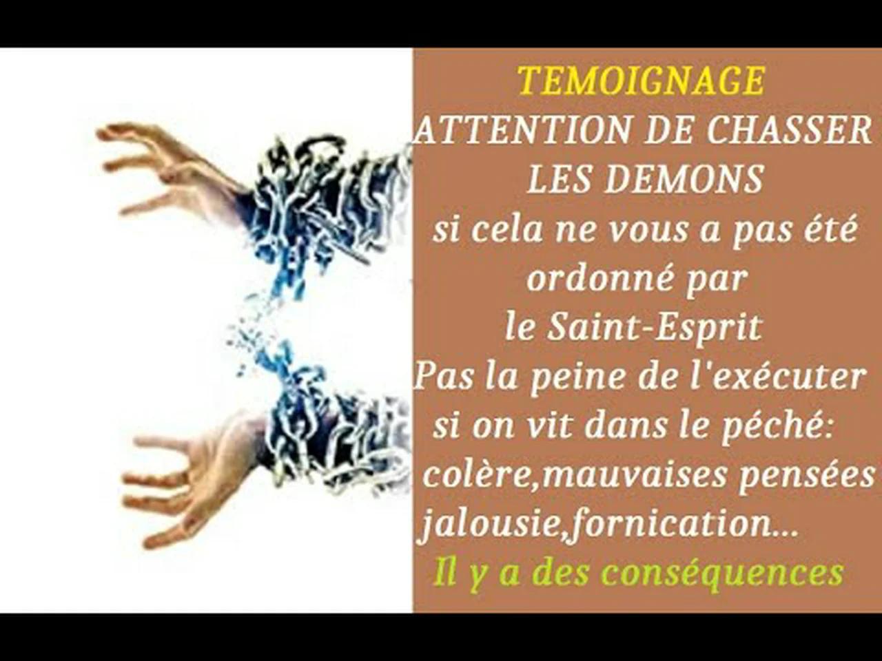 TEMOIGNAGE :ATTENTION DE CHASSER LES DEMONS si cela ne vous a pas été