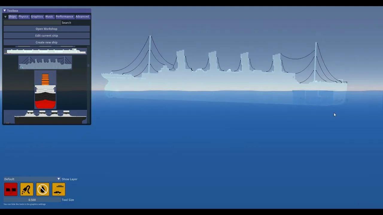 Sinking Simulator - Glass Titanic going down shattered