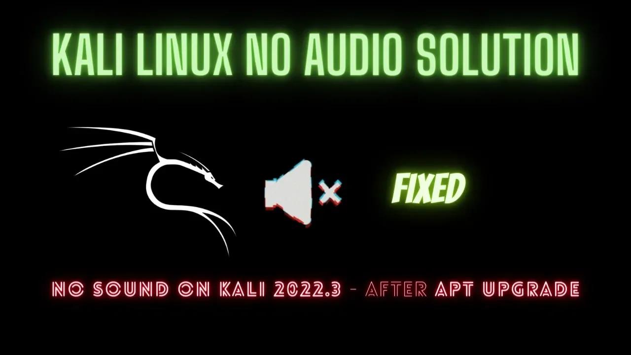 Kali Linux No Audio Issue Fixed No sound on Kali 2022.3 Fix Sound