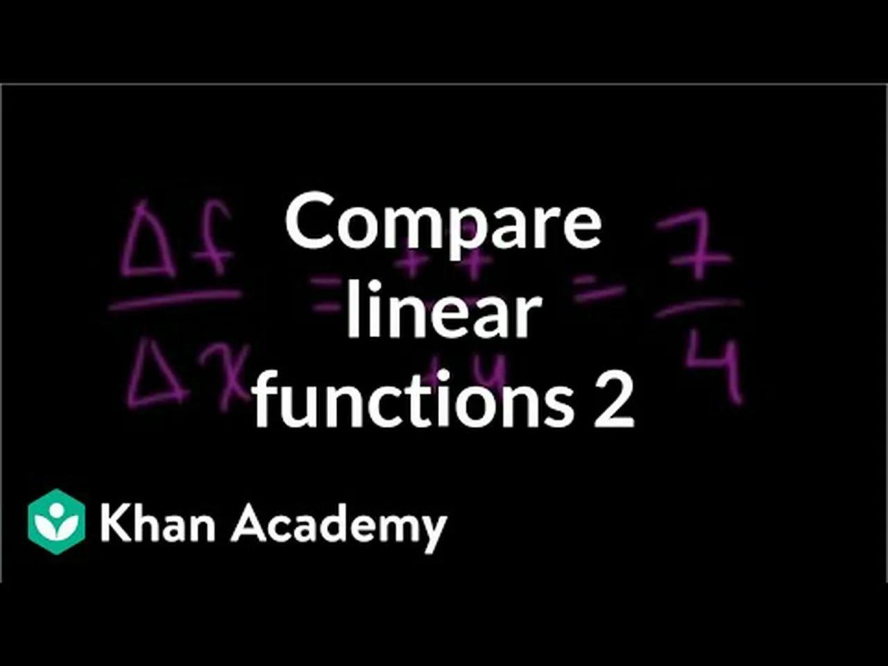 Comparing linear functions 2 | Algebra I | Khan Academy