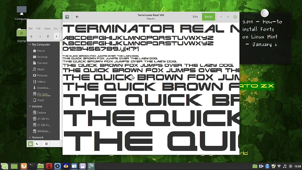 2019 - How to install Fonts on Linux Mint 19.1 - January 6
