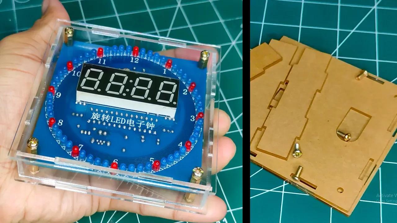 Acrylic Case DS1302 Rotating Red LED Digital Clock Timer Module Kit ...