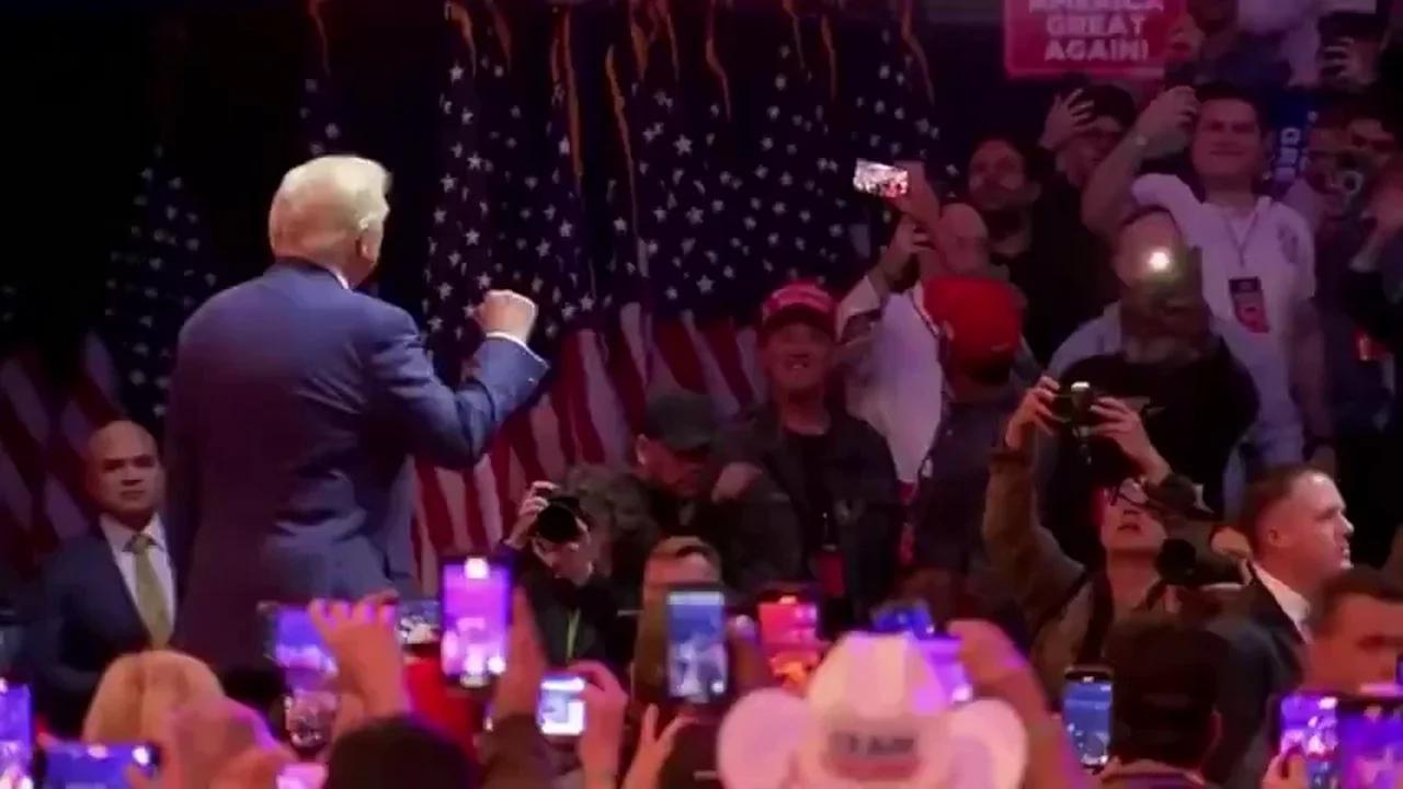 Pres Trump rockstar reception at MSG Madison Square Garden New York as ...