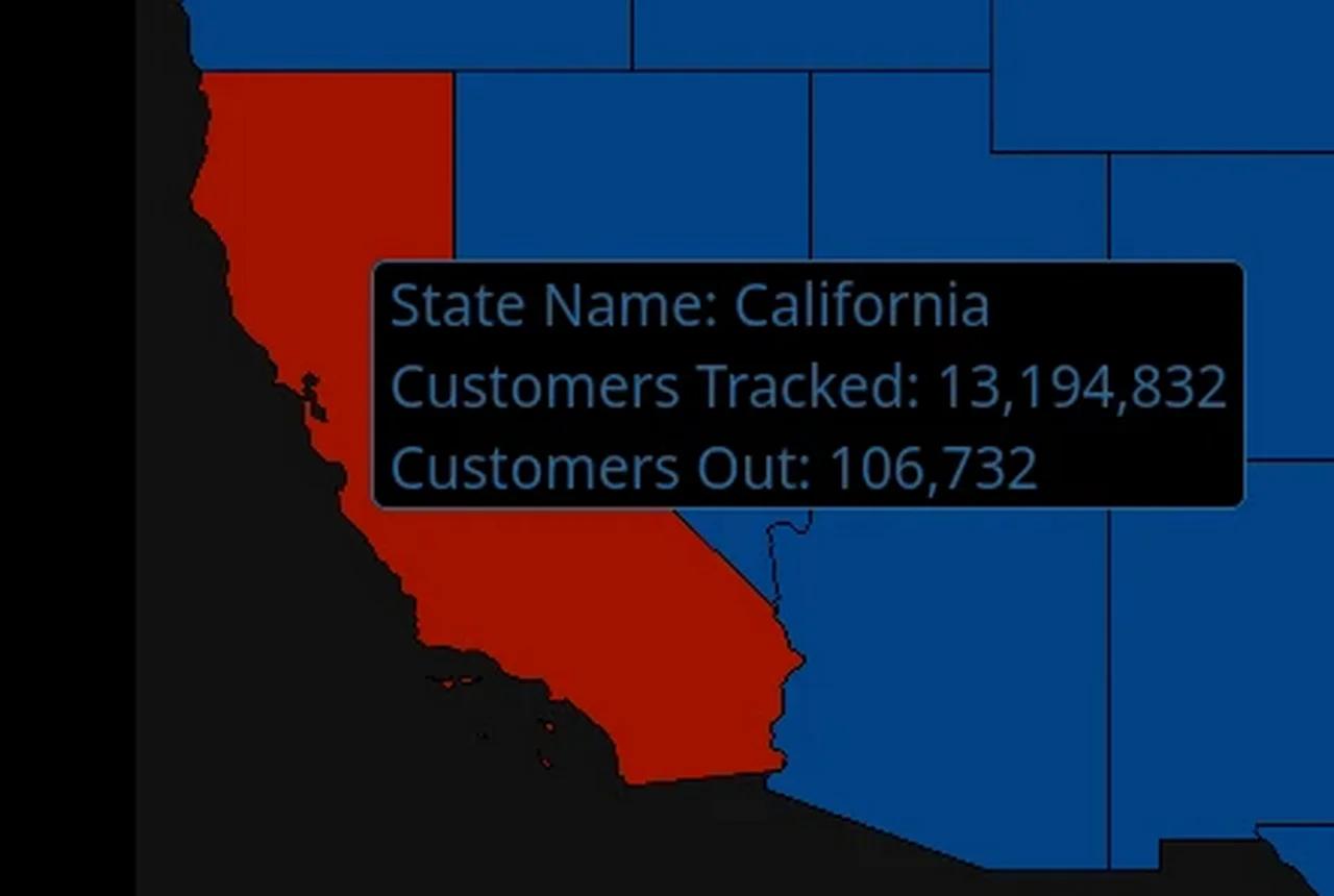 Power outage California 100k
