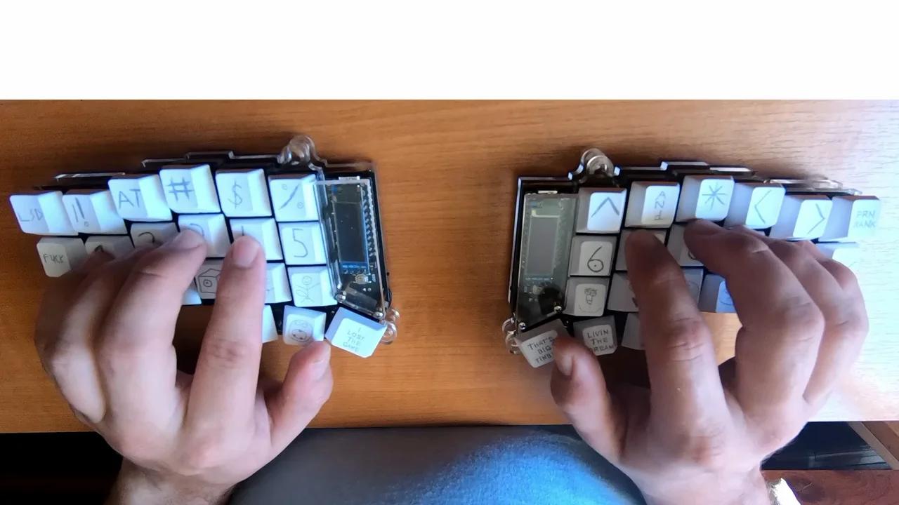 Dvorak on a Corne ergonomic split keyboard, with driving footage from ...