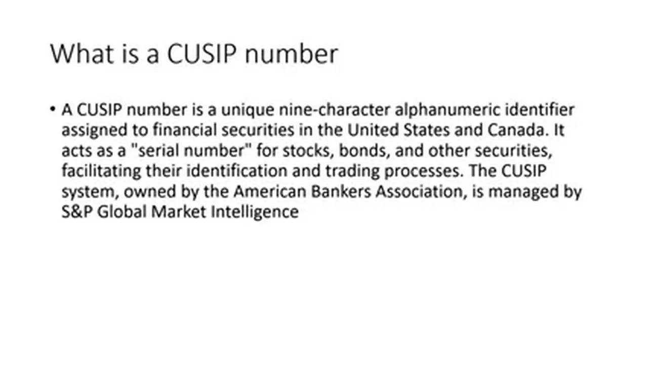 What is a CUSIP Number