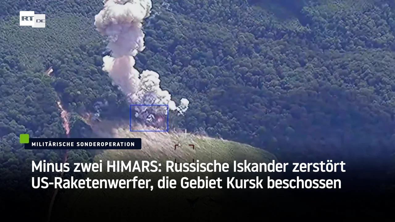 ⁣Minus zwei HIMARS: Russische Iskander zerstört US-Raketenwerfer, die Gebiet Kursk beschossen