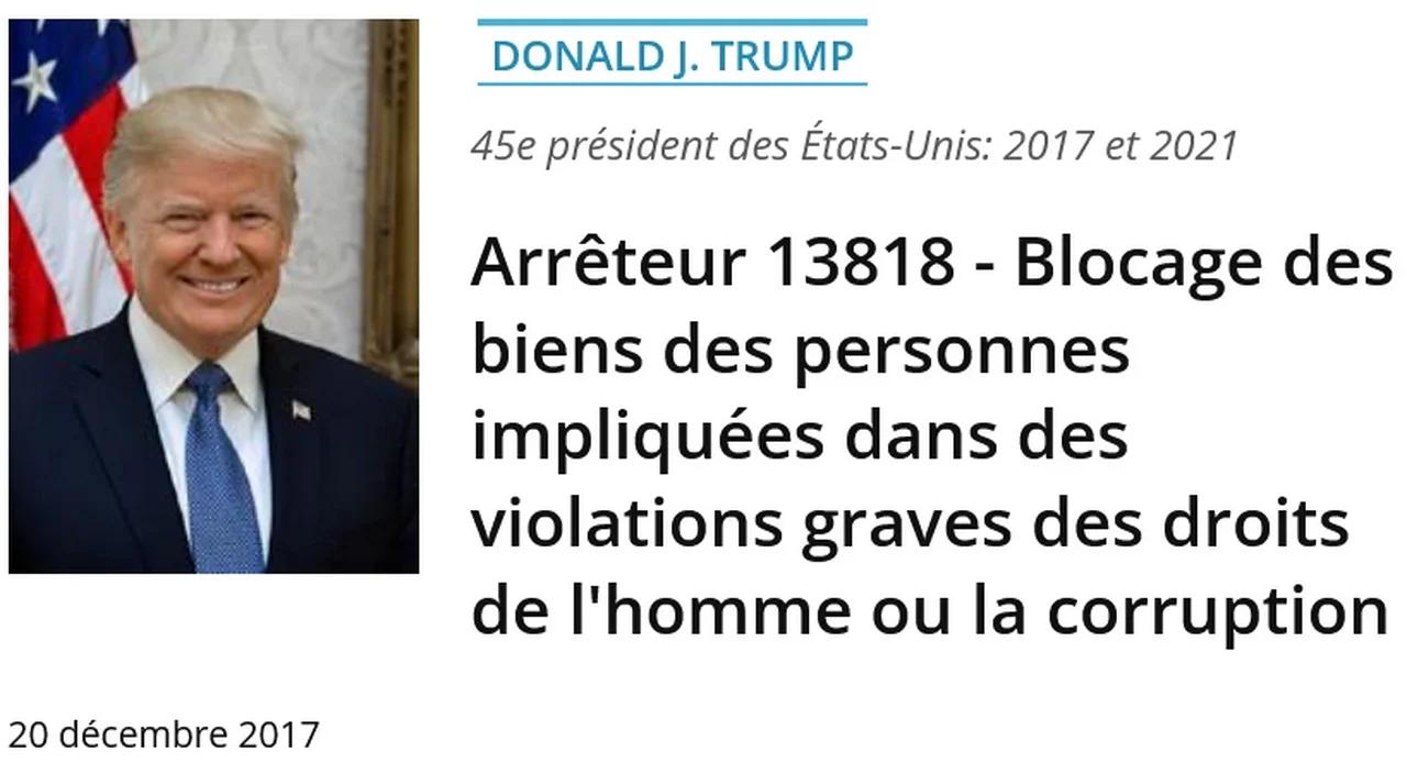 🇺🇸📜Président Donald J. Trump Décret 13818 Blocage des biens des ...