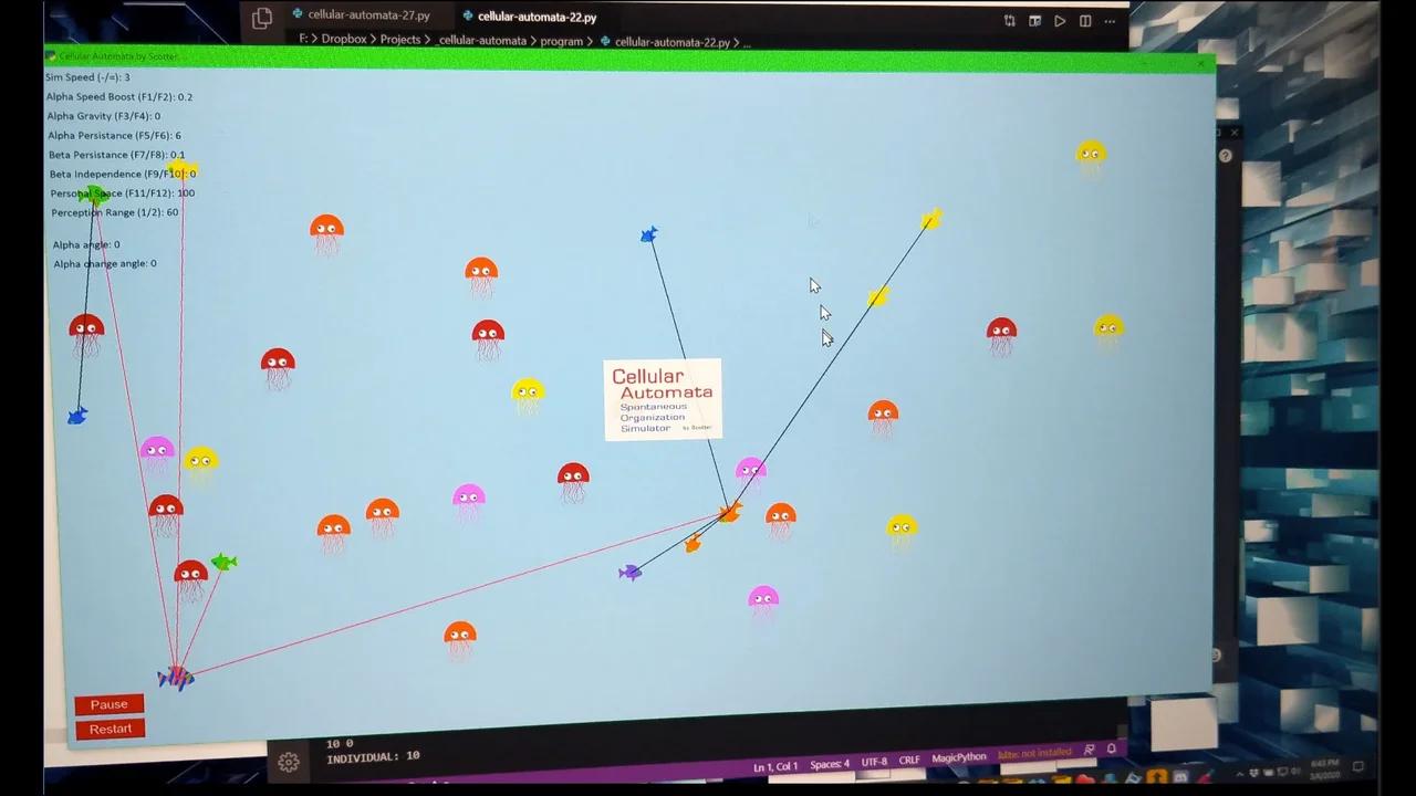 Cellular automata of fish simulating alpha-beta behavior