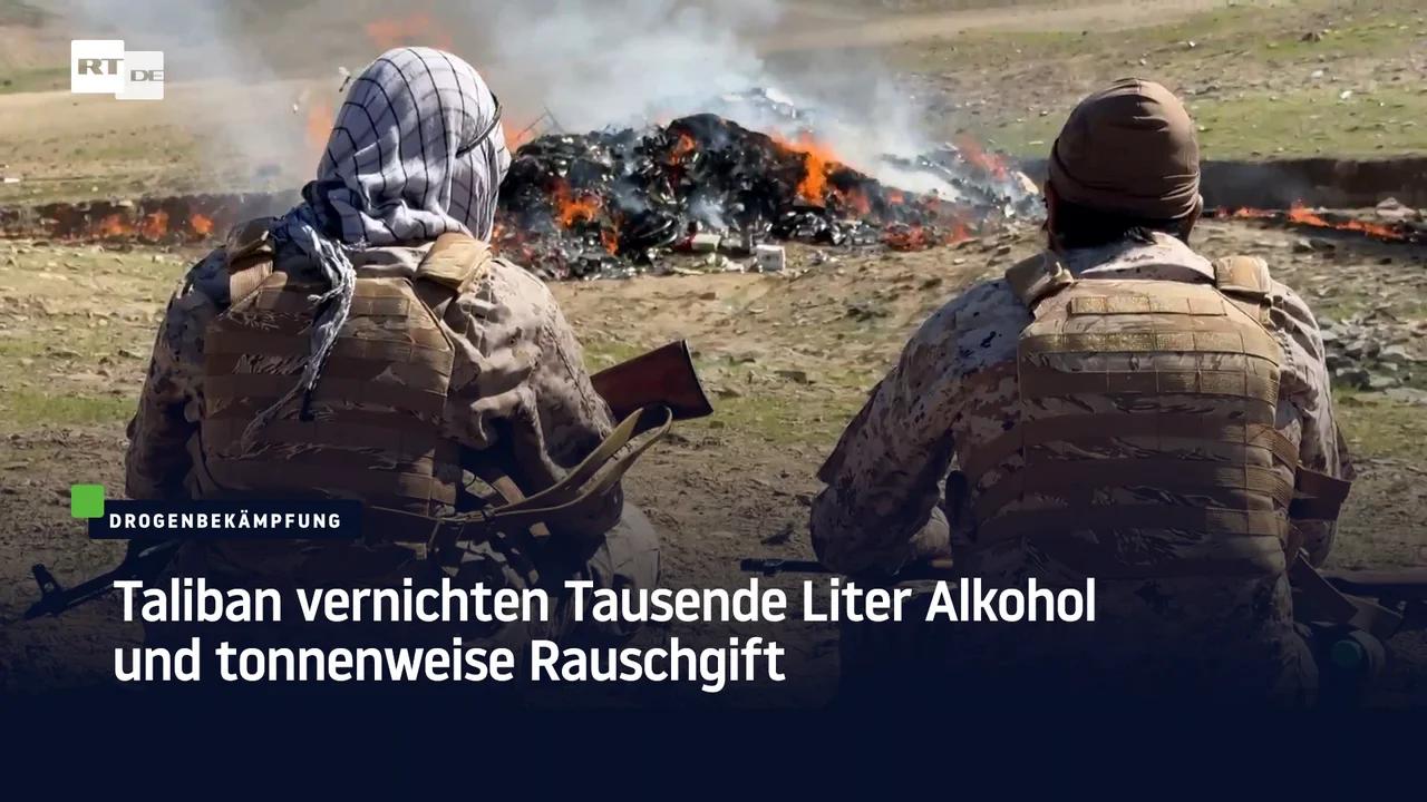 ⁣Taliban vernichten Tausende Liter Alkohol und tonnenweise Rauschgift