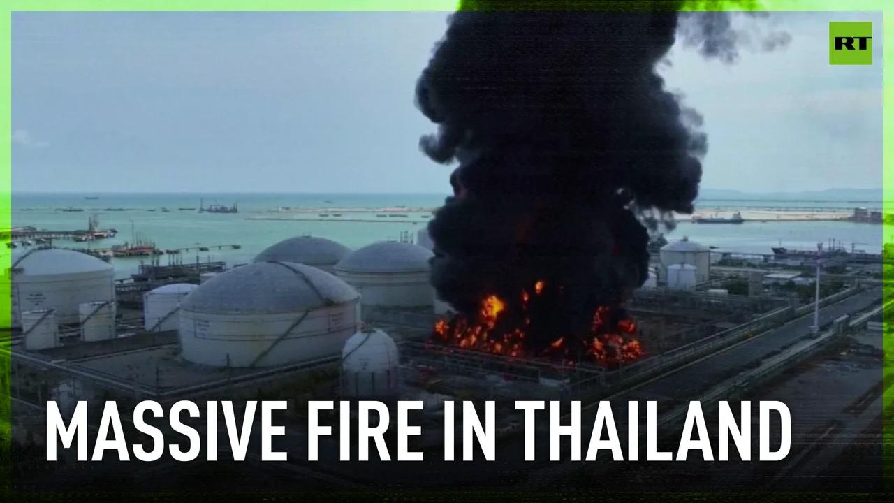 Massive fire engulfs industrial area in Thailand