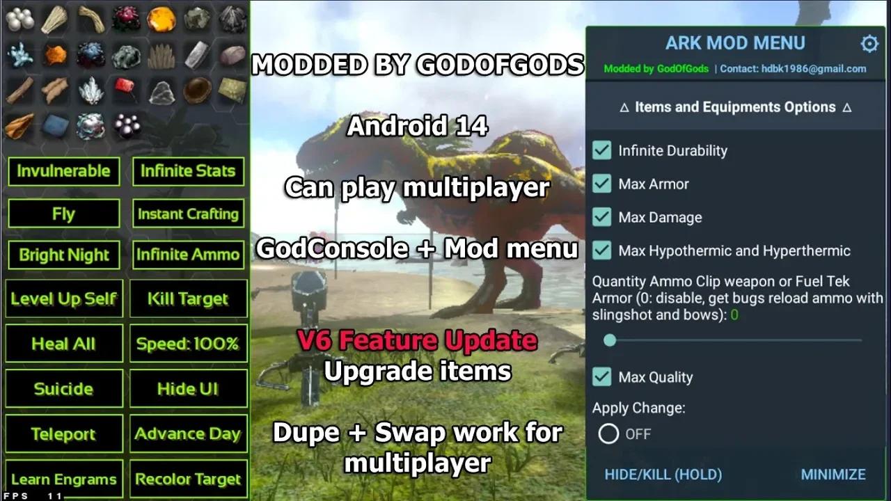 [v6] My Mod ARK mobile 2.0.29： God console, Mod menu, Ascendant ...