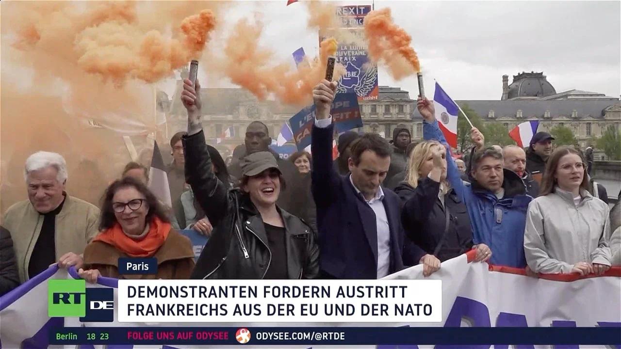 ⁣Paris: Demonstranten fordern Austritt Frankreichs aus der EU und der NATO