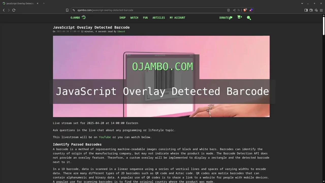 JavaScript Overlay Detected Barcode