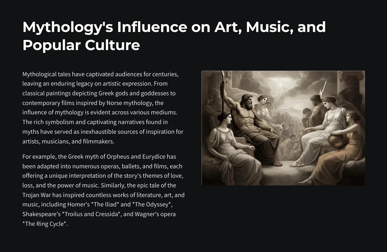 Mythology's Influence on Art, Music, and Popular Culture