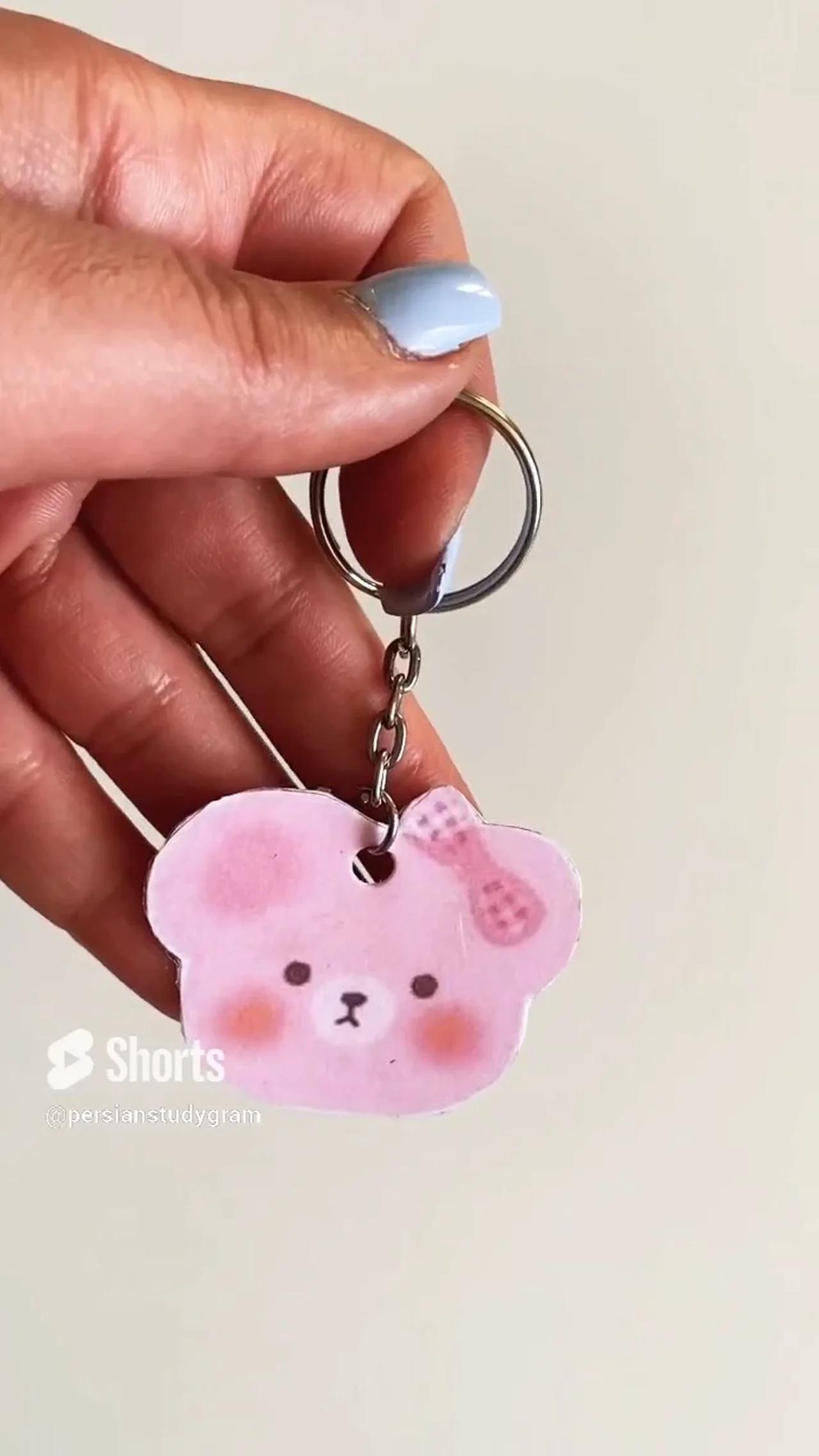 DIY cute keychain with Kawaii stickers _ gift ideas_ #aesthetic