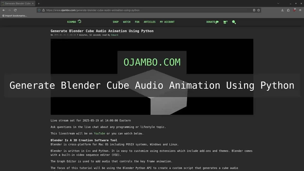 Generate Blender Cube Audio Animation Using Python