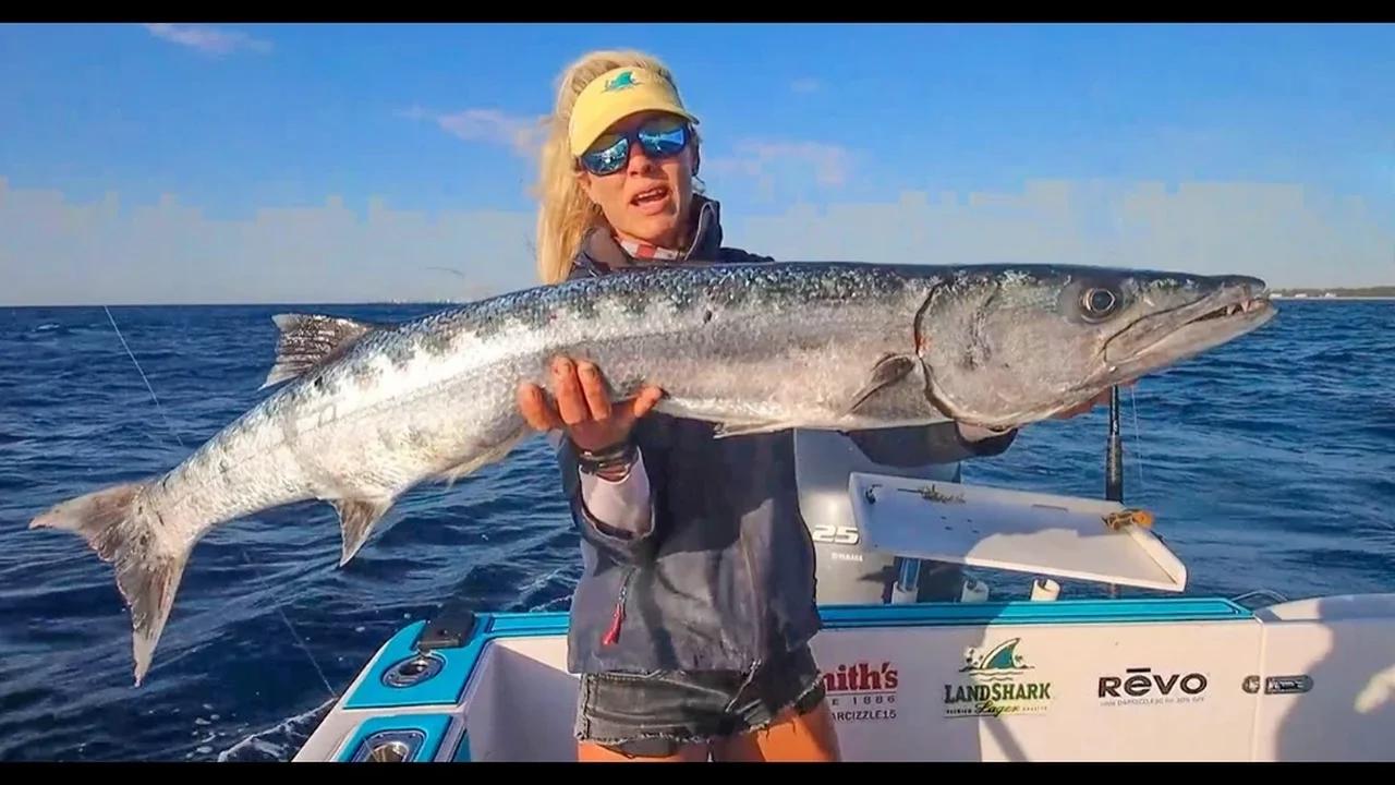 Girl Catches MASSIVE Barracuda with TINY Bait!