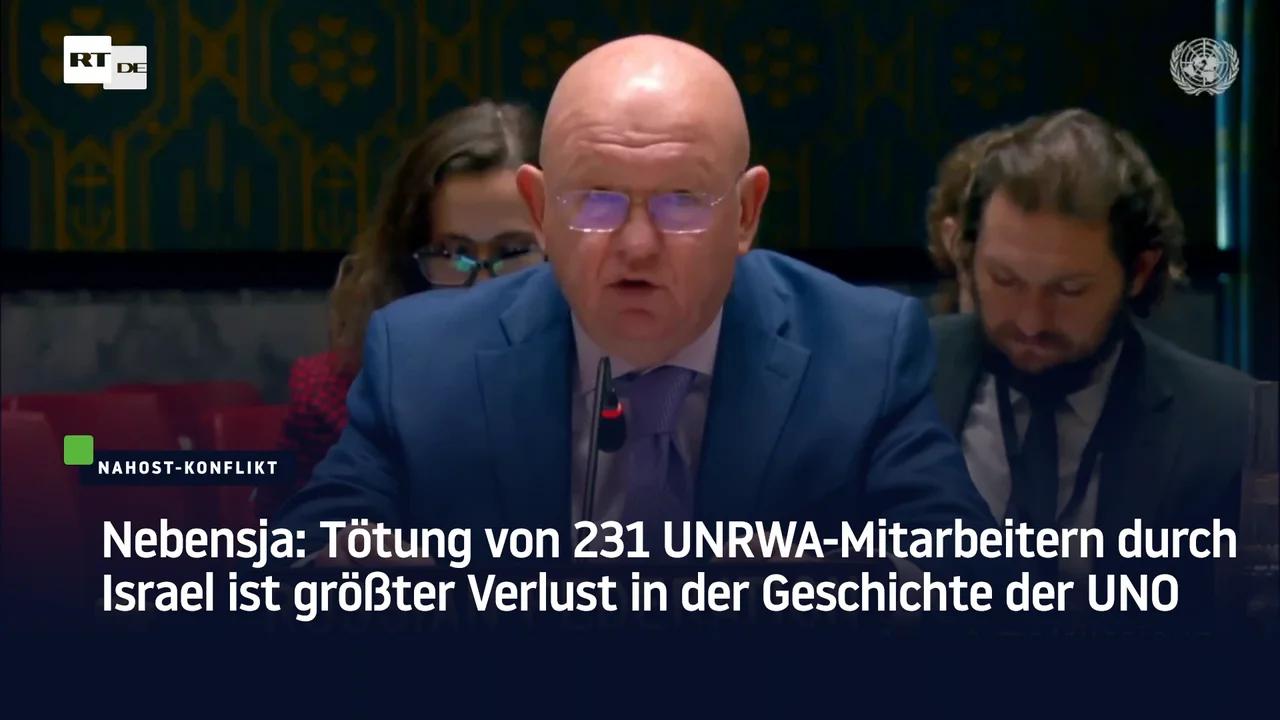 ⁣Nebensja: Tötung von 231 UNRWA-Mitarbeitern durch Israel ist größter Verlust in der Geschichte der U