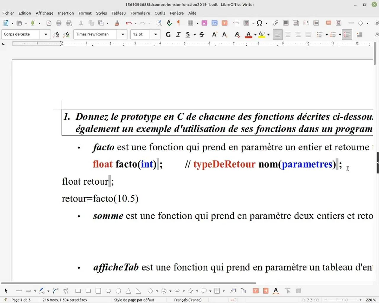 correction TD2 sur les fonctions