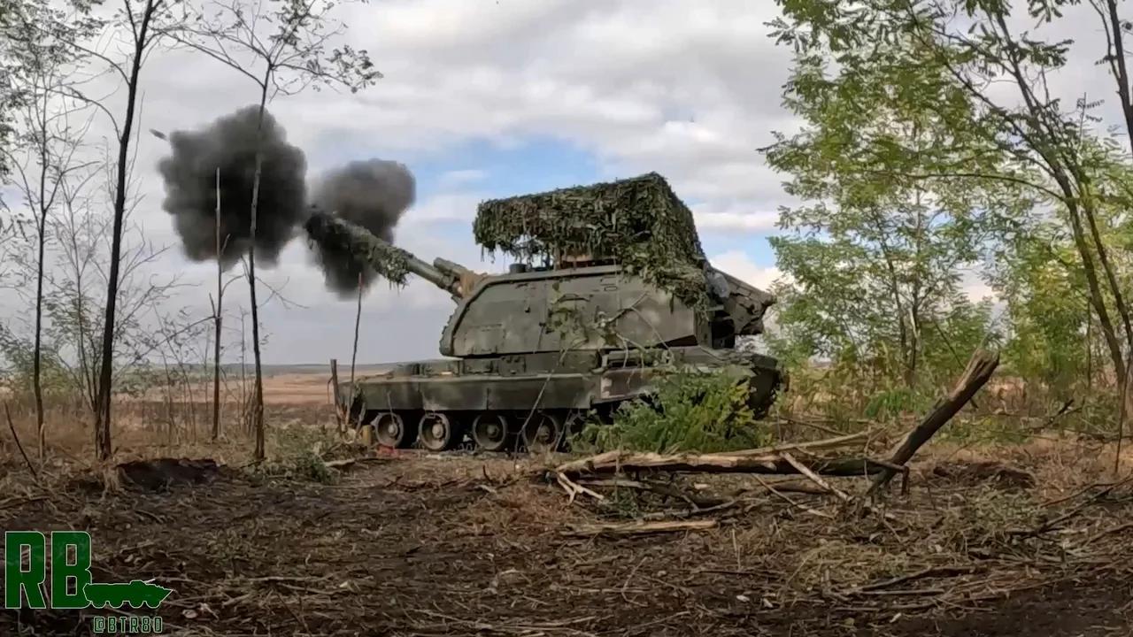 Msta S Firing At Ukrainian Positions Krasnolimanskoe Direction