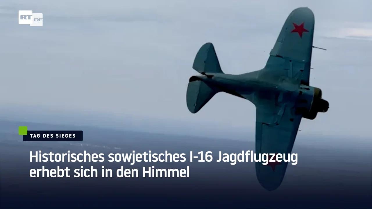 ⁣Historisches sowjetisches I-16-Jagdflugzeug erhebt sich in den Himmel