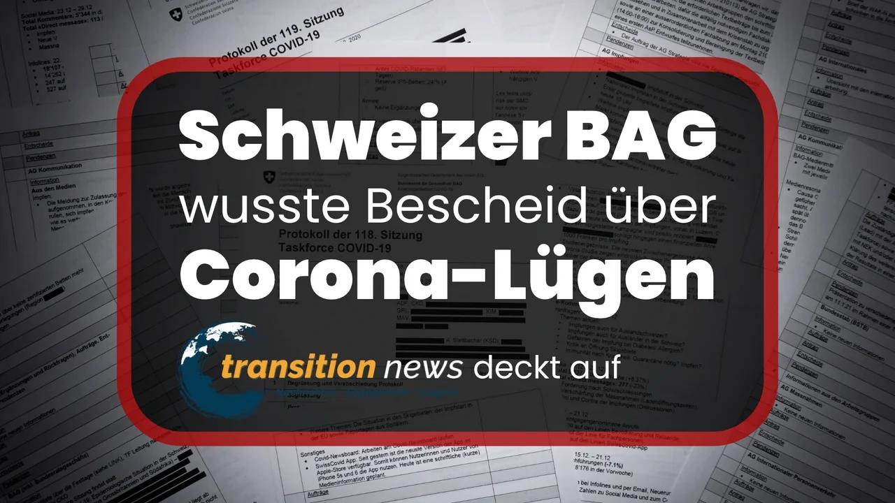 Schweizer Bundesamt für Gesundheit wusste über Corona-Lügen Bescheid (Transition News deckt auf) | www.kla.tv/31796