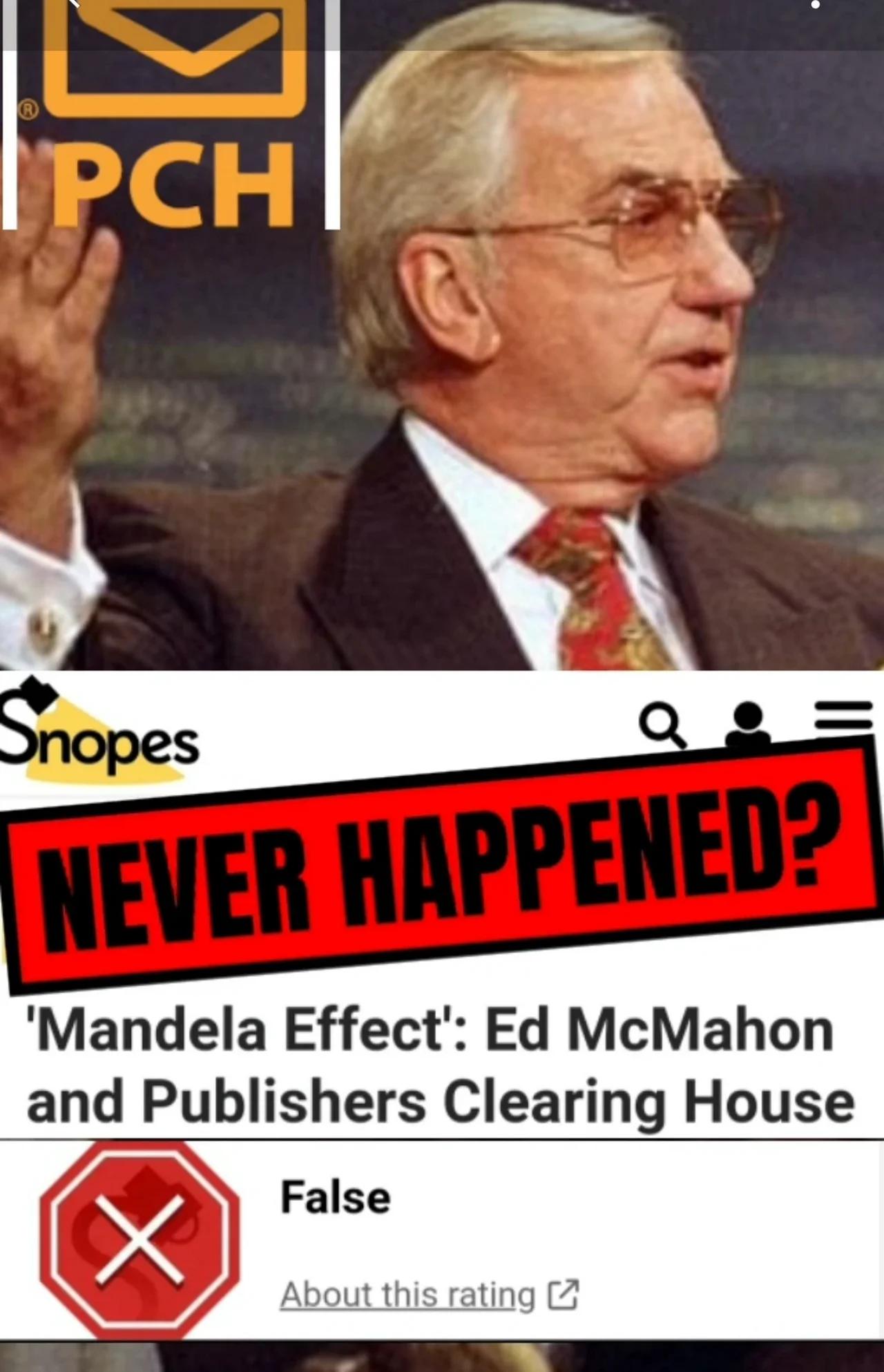 MANDELA EFFECT ED McMAHON Publisher Clearing House
