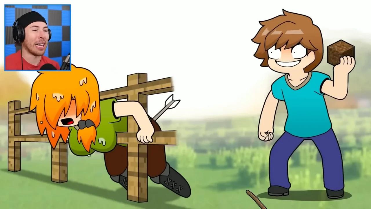 Reacting to The Adventures of Alex and Steve Minecraft Animations